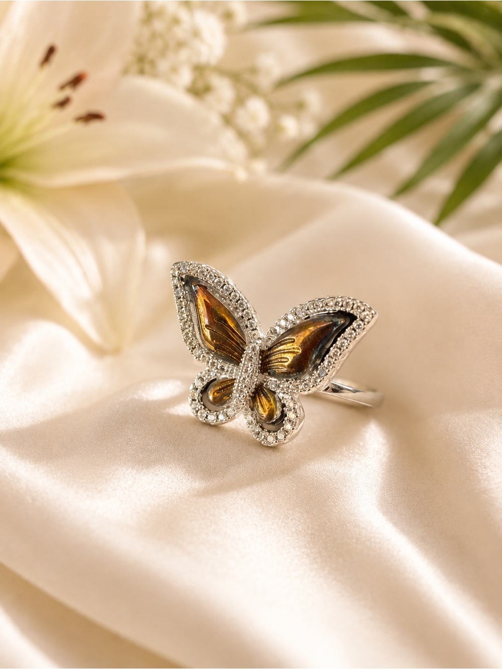🇨🇦Canada Day Blowout Sale! Fashion Butterfly Ring with Amber Wings - Brown